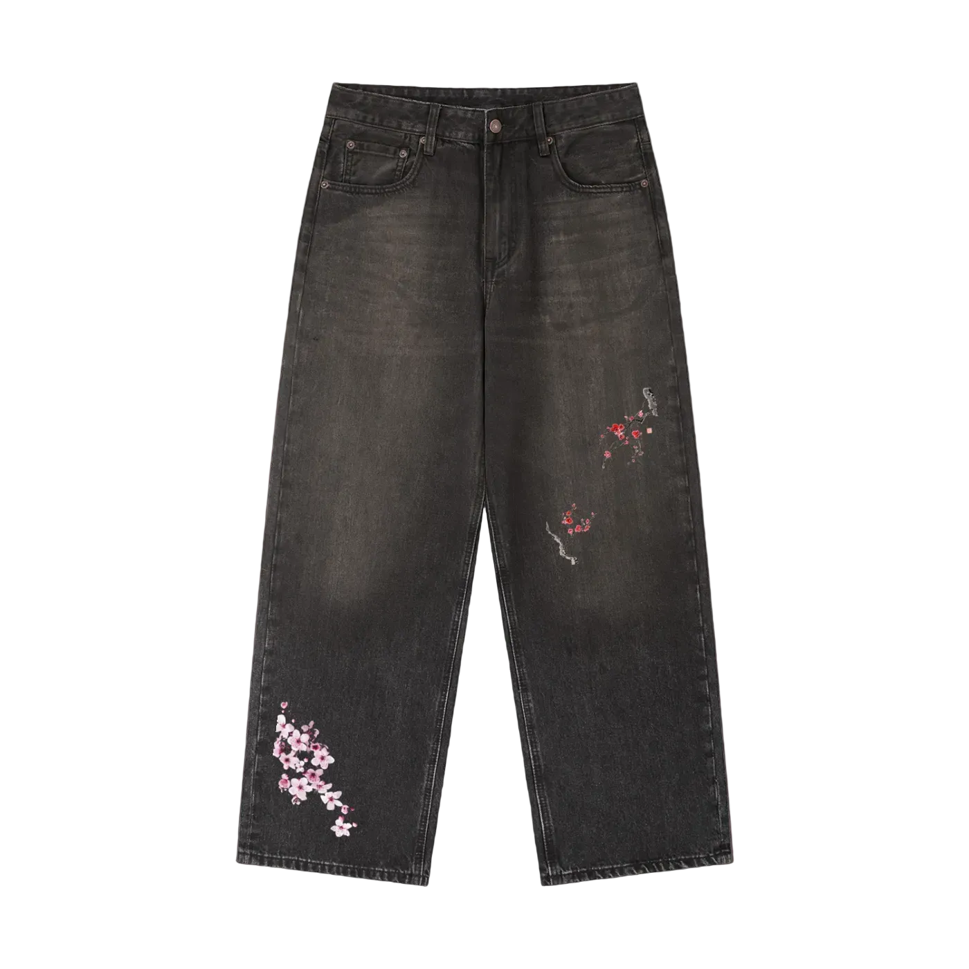 Cherry Blossom Baggy Denim Jeans